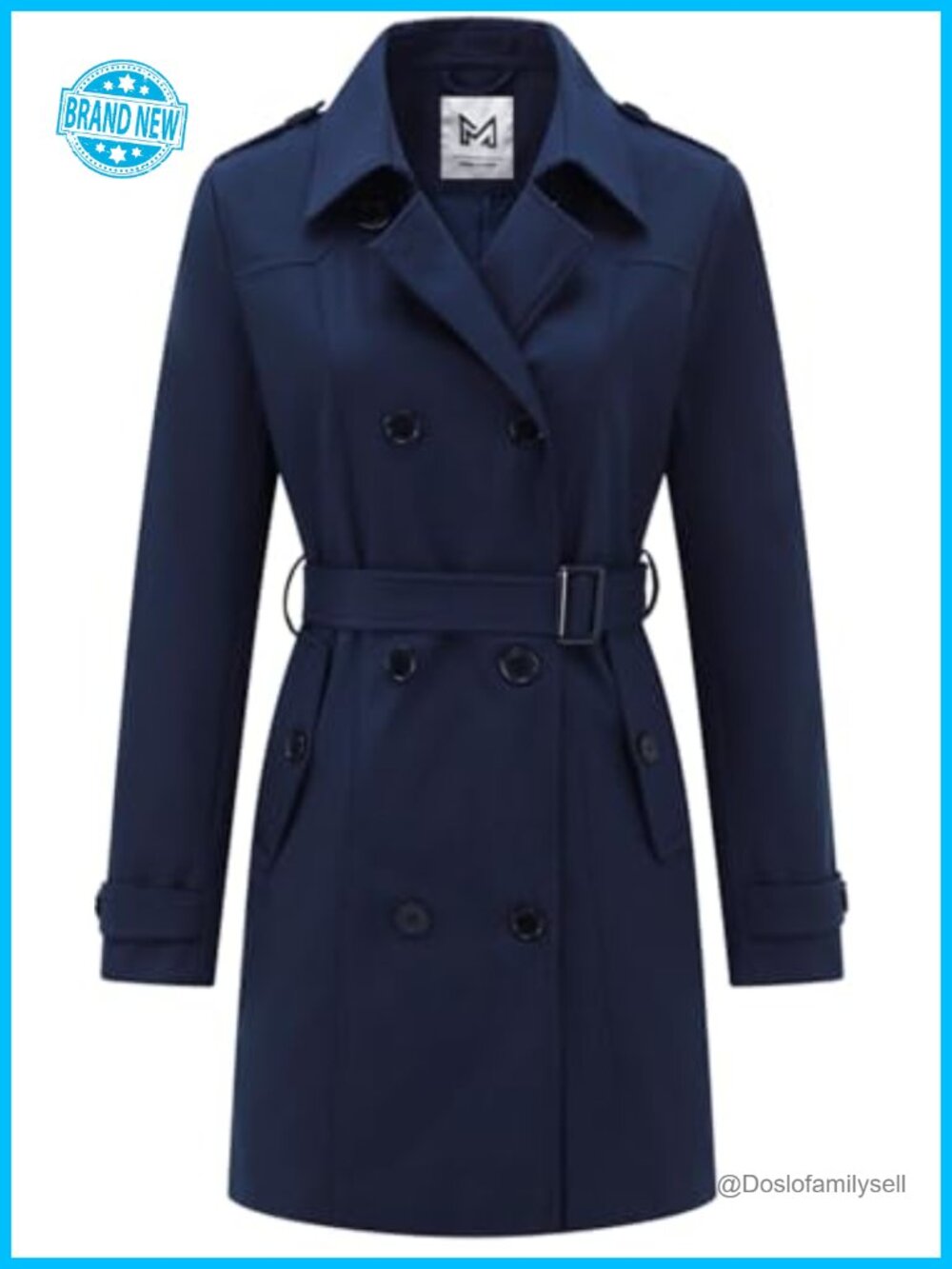 KVE Women's Double-Breasted Belted Trench Coat Water Repellent Wrinkle Resistant